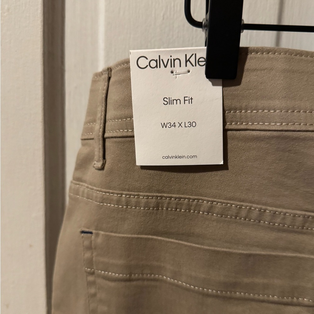 NWT Calvin Klein Beige Slim Fit Khaki Chinos - Picture 6 of 6